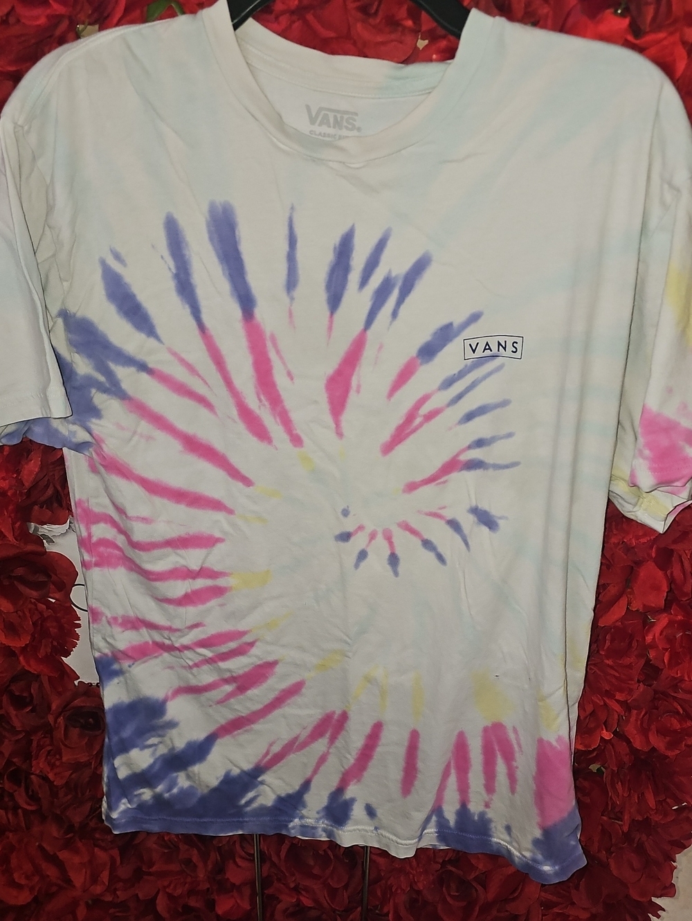 Vans Men's Spiral Tie-Dye Tee - Pink, Purple, Yellow Size Medium